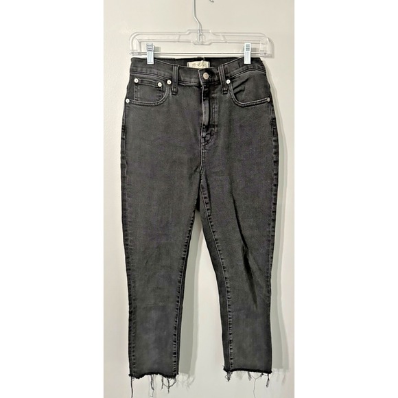 Madewell Jeans The High Rise Slim Crop Boy jean Blk 25 Stretch Festival Raw‎ Hem - Picture 1 of 9